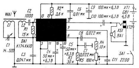 Радиоприемник на микросхеме 174ХА10