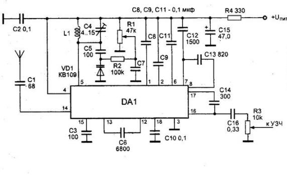 Приемник УКВ ЧМ на микросхеме 174ХА34